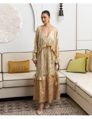 Floral and shiny kaftan