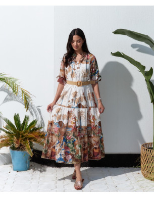 Summer cotton belted dress 