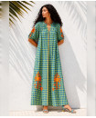 Embroidery plaid dress