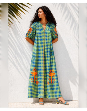 Embroidery plaid dress