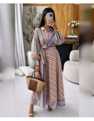 Striped wrap dress 